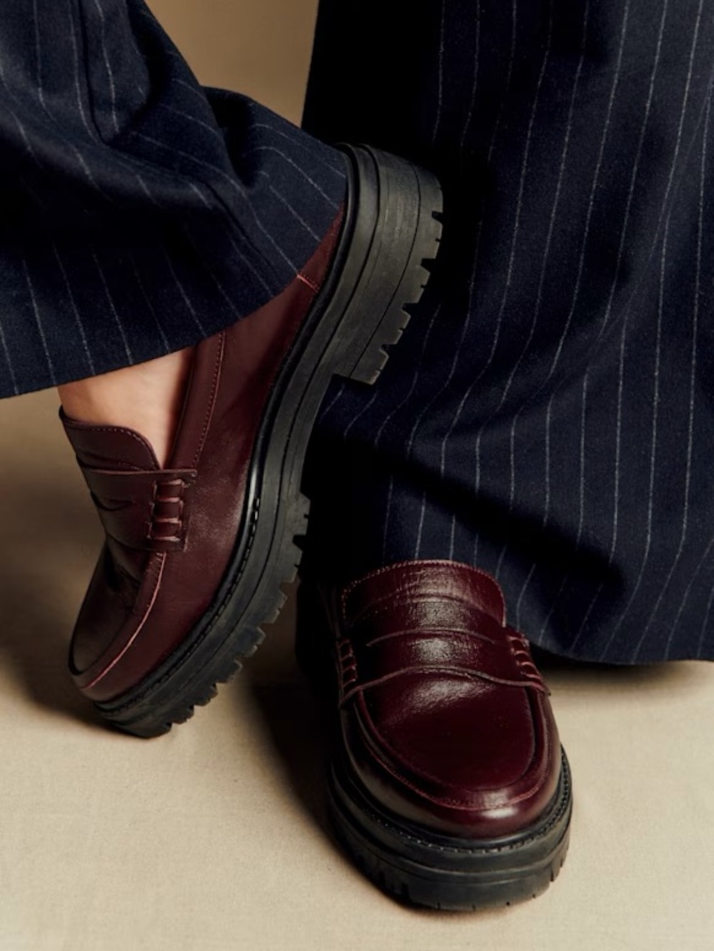 EUC Sézane Albane Loafers in Glossy Burgundy Size 9 - Picture 5 of 11